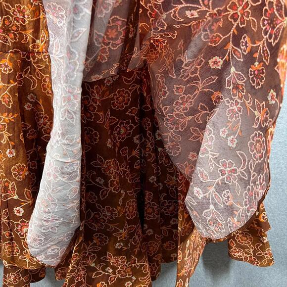 J. Crew Collection Cross Back Ruffle Hem Midi Dress Pecan Vintage Vines 10 NWT! - Picture 12 of 16